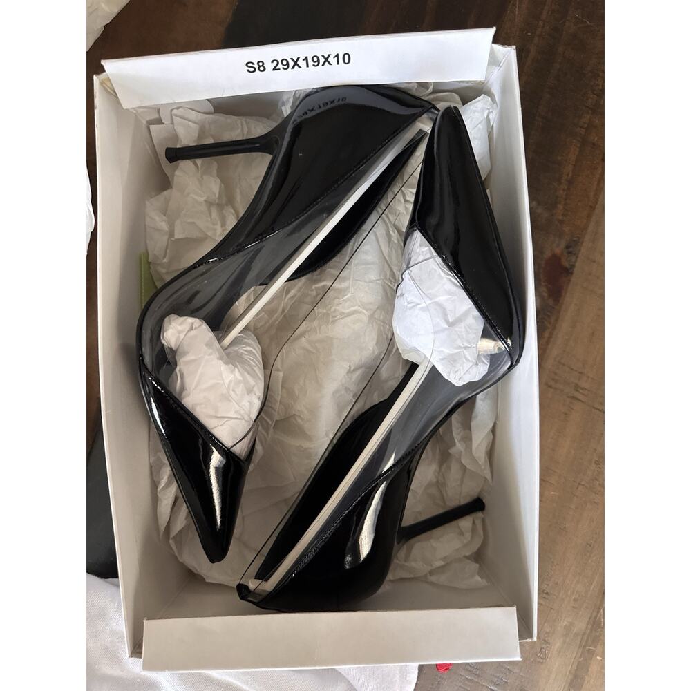 Schutz Andie Women's Size 8B Black Clear Vinyl Pointed Toe Stiletto Pumps New - Picture 9 of 11